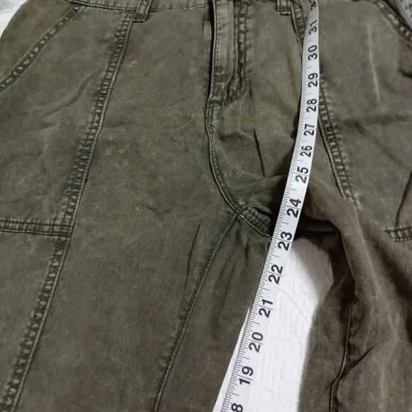 Ecote 100% Cotton Olive Green Cargo Pants With Zippers Size 28 Womens - Picture 11 of 12